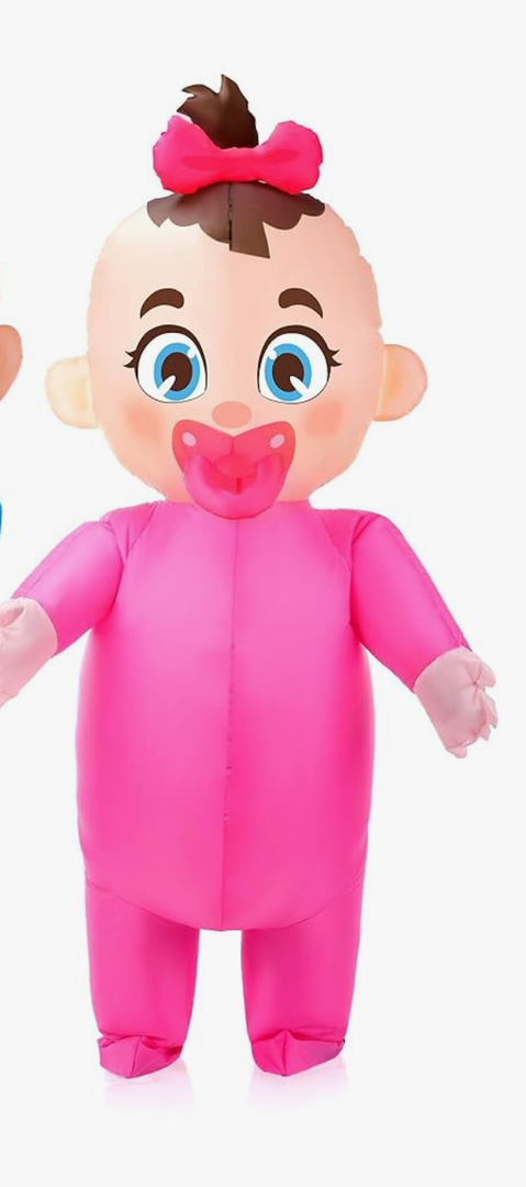 Ramede 1 Pcs Giant Inflatable Baby Costume 96 Inch Girl Blow Costume Outfit for Reveal Party Halloween Christmas Cosplay Supplies