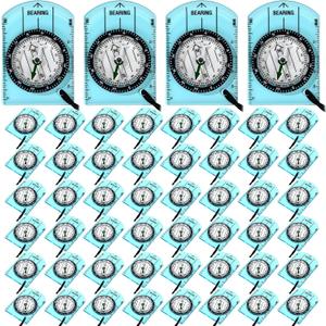 50 Pack Orienteering Compass Bulk Advanced Baseplate Compass Hiking Survival Camping and Navigation Tool Survival Gifts for Hiking Camping Backpacking Map Reading