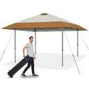 Explore Land 13x13 Pop Up Canopy with One Push Setup, Beige&Brown
