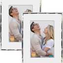DECANIT 5x7 Picture Frames Metal,Thin Profile Photo Frame 5 by 7 Inch, Display for Wall Mounting or Tabletop Pack of 2,Silver (Bamboo 5*7 2PACK)