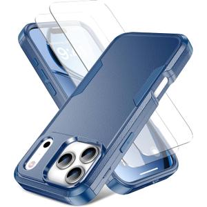 iPhone 17 Pro Case,Compatible with Magsafe,2X Screen Protector, Heavy Duty Protection, Rugged Phone Cover for iPhone 17 Pro 6.3 inchs ,Navy Blue