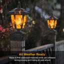 Dynaming Solar Flame Post Lights Outdoor, Solar Powered Lamps Fence Post Cap Lights, Flickering Flame LED Lantern Decorative Waterproof for Garden Deck Patio, Fit 4x4, 5x5 or 6x6 Wooden Posts, 2 Pack
