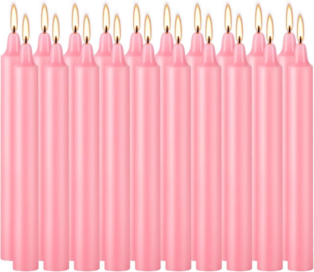 40 Pack Candles Mini Unscented Taper Candles for Valentine's Day,Christmas,Household, Wedding, Rituals, Prayer, Birthdays,Party and Home Dcor Candlesticks - 4 Inch Tall(Pink)