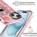 for iPhone 15 Case Cute - Compatible with Magsafe - Durable Shockproof 6.6 ft Drop Impact Phone Case - Funny Cassette Tape Design (6.1") Glitter Pink