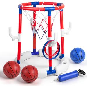Pool Basketball Hoop Pool Toys for Kids Ages 8-12 4-8 Portable Small Mini Inflatable Pool Basketball Hoop Poolside Water Swimming Pool Games for Adults 3-5 Teens Boys Outdoor Fun Party Bath