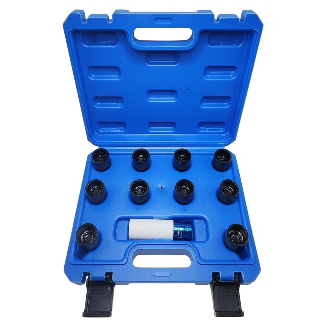 11PCS Wheel Locking Nut Key Kit Compatible with Toyota Models, Lexus, Tacoma, Wheel Lock Nut Socket Adapter Set, Wheel Anti-Theft Lug Nut Removal Tool, Anti-Theft Screw Remover