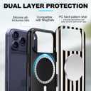 Magnetic for iPhone 17 Pro Case Cute Stripes Phone Case, Shockproof Slim TPU and Hard PC Protective Phone Cover Compatible with MagSafe Designed for Women Girls, Black and White