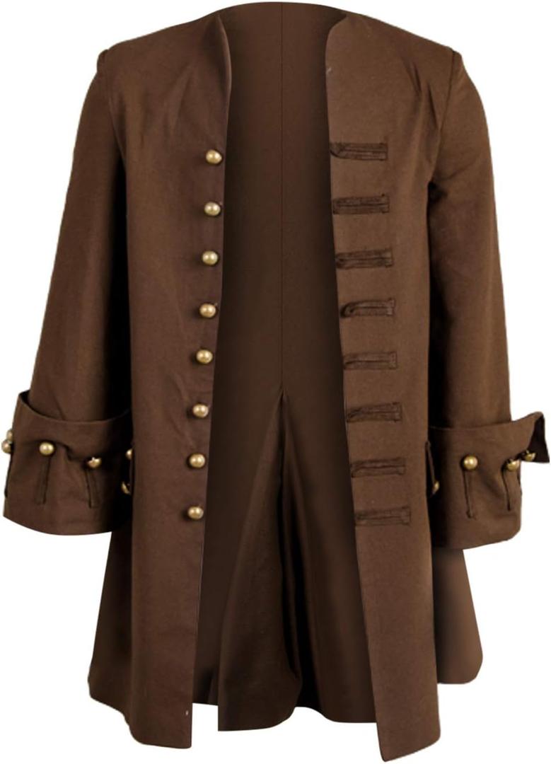 Men's Medieval Pirate Jacket Steampunk Coat Captain Adult Halloween Cosplay Costume Carnival Costume (M)