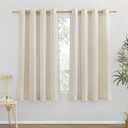 NICETOWN Natural Linen Curtains Flax Texture for Bedroom, Rustic Grommet Top Linen Blend Semi Sheer Privacy Added Window Treatments Light Filtering for Living Room, 55" W x 63" L, Set of 2