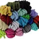 PAMIR TONG 5mm Twisted Satin Cord for Crafts 60 Yards Braided Decorative Cotton Cords Trims Polyester Twine Cord Thick Round Fabric Rope Thread for Sewing DIY Shiny Handfast Cord for Wedding