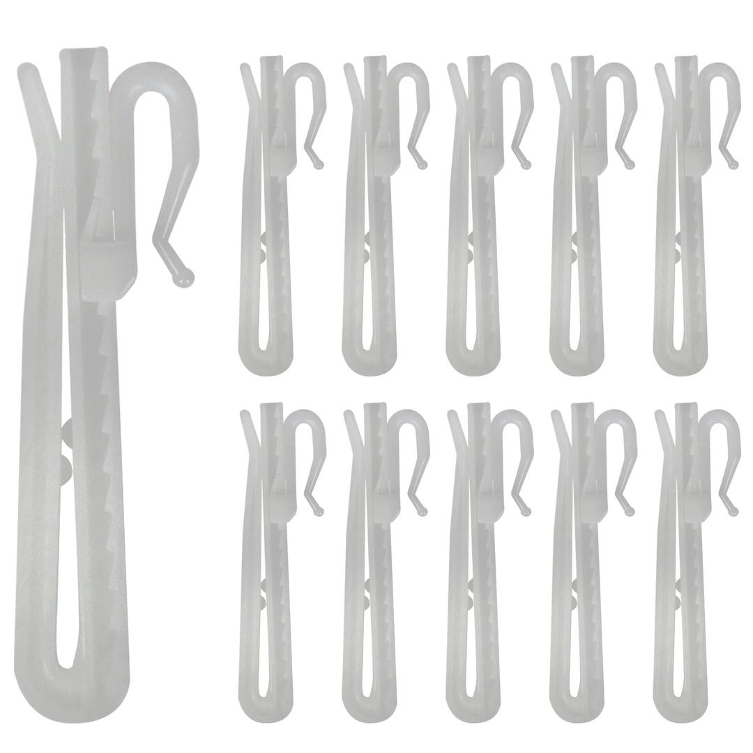 12 Pcs Plastic Curtain Hooks, Adjustable Pinch Pleat Hooks, Ratchet System Pinch Pleat Curtain Hooks for Window Curtain, Door Curtain and Shower Curtain (85mm/3.35inch)