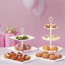 10 Pack Cake Stand Set with 3 x Two-Tier and 3 x Three-Tier Cupcake Stands, Plastic Dessert Table Stand Set 3 Tired Cookie Tray and 4 Pcs Dessert Trays