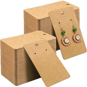 Kraft Paper Earring Display Cards, 500 Pack, 3.5 x 2 Inches (Brown)