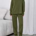 PRETTYGARDEN Womens 2 Piece Matching Lounge Sets 2025 Fall Long Sleeve Boatneck Sweatsuit Drawstring Sweatpants Pockets (Medium, Army Green)
