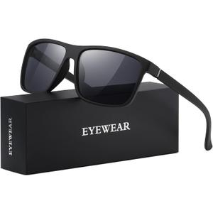 Sunglasses Men Polarized Sunglasses for Mens and Womens,Black Retro Sun Glasses Driving Fishing UV Protection (A01-matte Black Frame/Gun Metal/Black Lens)