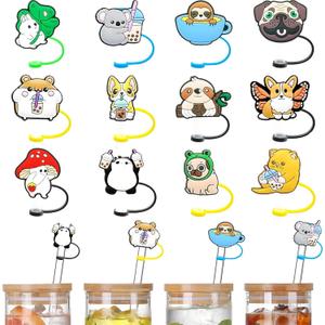 3 x Stanley Cup Accessories Set Including 12 Pcs Straw Cover Cap for 7-8mm (0.27-0.32 inches) Straws, Cute Animal Drinking Straw Plugs for Stanley 40oz & 30oz Tumbler Cups Kids Party Favor