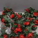 LESING Rose Garlands Artificial Rose Vines, 4PCS(28.8FT) Fake Silk Flower Garland with Greenery Plants Wedding Hanging Flower Vines Garlands for Home Office Arch Garden Decoration (Red)