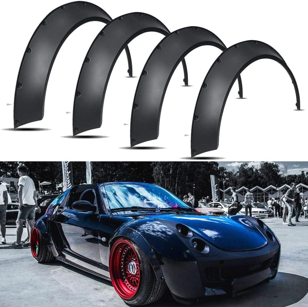 DREAMIZER 4PCS 4.5" Universal Car Fender Flares Extra Wide Body Kit Wheel Arches Fit For Most Vehicle