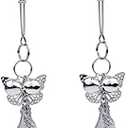 Silver Butterfly Pendant Bell Nipple Clamps, Adjustable Breast Nipple Clamps, Papilla Straighteners Corrector Nipple Shield Nipple Clamps Adjustable Breast Clamps (A)