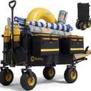 Sekey Heavy Duty Beach Wagon with 9" Big Sand-Proof Wheels, 300L Oversized Foldable Beach Cart with Cooler| Adjustable Handle & Balloon Tires for Sand, Camping,Vacation