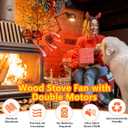 Hanaoyo Wood Stove Fan with Double Motors, Stove Fan Heat Powered, Fireplace Fan with Magnetic Thermometer, Wood Stove Accessories Non Electric Fan for Wood/Gas/Log Burner Stove