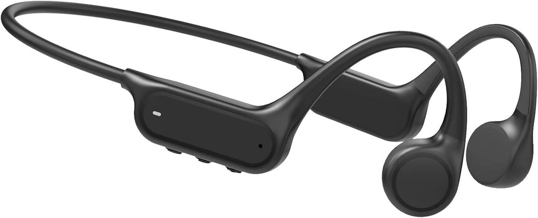 Bone Conduction Headphones, Open Ear IPX8 Waterproof Headsets Bluetooth 5.4 with Mic, Swimming Headphones 10H Playtime Wireless Earbuds for Sports, Running, Cycling (Black)