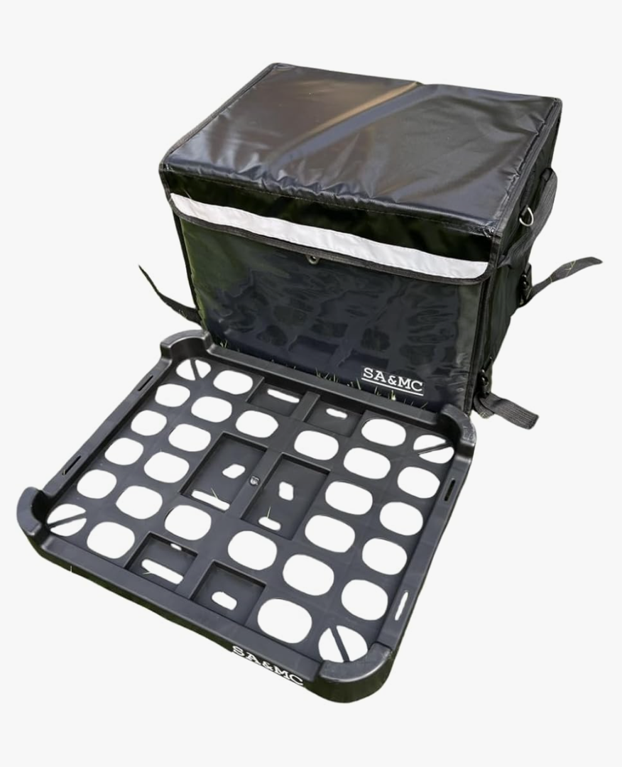 SA&MC Pizza Food 62L Delivery Bag Bundle with Rear Plastic Rack for Motorcycle Delivery Drivers