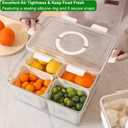 Taiuloo Airtight Fruit Storage Containers for Fridge with Lid & Handle, BPA-Free Snack Box Container with 4 Removable Colanders, Berry Vegetable Fresh Produce Saver, Clear Refrigerator Organizer Bins