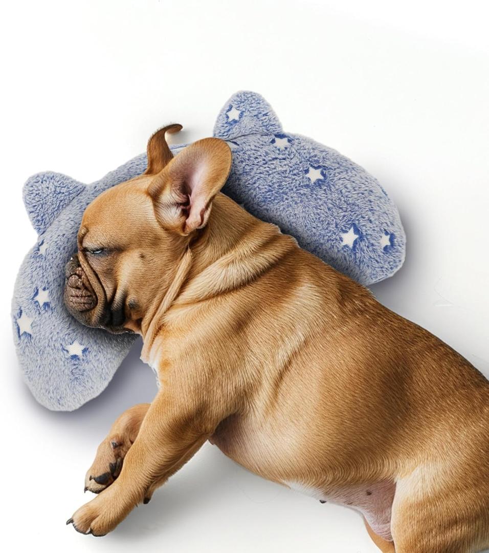 Dog Pillows for Medium Dogs, Glow in The Dark Soft Neck Pillow, U-Shaped Pillow for Cat and Dog, Machine Washable Toy & Birthday Gift (Glow Blue, M)