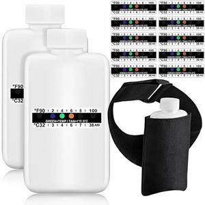 14 Pcs Urine Show Complete Kit 2 Portable Empty Bottles 10 Adhesive Temperature Show Strip Hidden Leg Strap Urine Oxford Pouch Urine Test Bottles (Simple Style)
