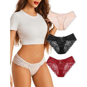 Avidlove Lace Underwear for Women Sexy Hipster Panties Breathable Bikin Panty 3 Pack (Medium)