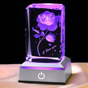 3D ButterflyRose Crystal Night Light, Perfect Mothers Day Gifts for Wife Her Mom from Daughter Husband Son，Mother's Day Ideas Unique Anniversary Birthday Decolamp Presents
