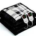 Heated Electric Blanket Queen Size - 84"x90" Flannel Heating Blanket with 10 Heating Levels & 5 Time Settings Over-Heat Protection, Winter Warmer for Adults with ETL CertificationBlack