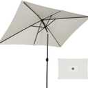 Grand patio 6.5 x 10 Ft Rectangular Patio Umbrella, Outdoor Market Umbrella with Push Button Tilt and Crank, Rectangle Table Umbrella with 6 Steel Ribs for Pool Garden Backyard Deck, Cream-White