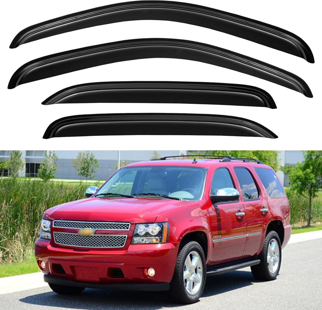 Window Visors Rain Guards for 2007-2014 Chevy Tahoe/GMC Yukon, Out-Channel Window Vent Wind Deflectors Visors Shades for 07-14 Tahoe/Yukon