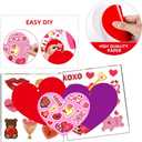 2 x 24 Pack Valentine's Day Heart Craft Kits Valentine DIY Heart-Shaped Card Kits with Stickers and Envelopes Valentine Day Hanging Multicolor Hearts Crafts