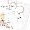 Pearl Bow Bridal Shower Bachelorette Invites, 25 PCS Kit Wedding Invitation Bridal Shower Invitations with Envelopes For New Couples, Mr And Mrs, Newlyweds-06
