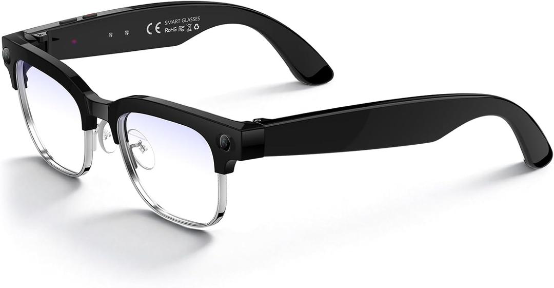 AI Smart Glasses with 8MP Camera, 1080P Video & HD Photo, Bluetooth Audio, AI Voice Assistant, Real-Time Translation, Object Recognition, Noise-Cancel Calls, Music, Photochromic Lenses
