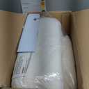 GREENSTELL Small Vanity Stool Chair with Storage and Folding Back, 13.4" x 15" x 30" Square Faux Fur Soft Ottoman, 4 Metal Legs with Anti-Slip Feet, Furry Padded Seat for Makeup, Bedroom, White