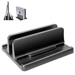 Vertical Laptop Stand [New Version: Two More Rubber Pads & Hex Key Storable Design] ABS Plastic Adjustable Dock up to 15 inch PC Desk Space Saver for MacBook/Surface/iPad/mini PC (White)