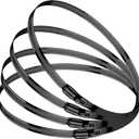BOTTEN 4pcs Black Hose Clamp,5-6 Inch(130-152mm)304 Hose Clamps Stainless Steel Adjustable Worm Gear Hose Clamps Assortment Kit,radiator hose clamps fuel line clamps