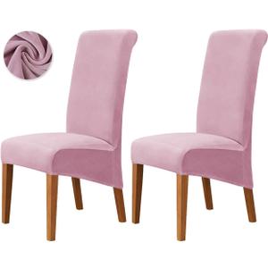 Deisy Dee Stretch XL/Oversized Extra Large Velvet Dining Room Chair Covers for Kitchen DiningRemovable Washable Chair Protectors Slipcovers (Pink, 2)