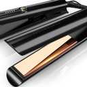 Titanelli 2 in 1 Titanium Hair Straightener and Curler | 100% Pure Ti-Thermal Technology Flat Iron | 1-Inch Professional Styling | in Black, Gold, and Pink (Black)