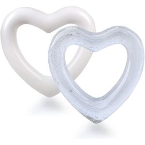 Inflatable Heart Pool Float, Sweet Love Swim Rings Float Loungers Tube for Summer Water Fun Beach Party Toys for Kids, Adults (Light White+Milky White)