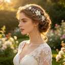 4Pcs Bridal Flower Hair Vine, Handmade Silver Wire Floral Headband with Crystal & Pearl, Wedding Hair Accessories for Bride Bridesmaid Prom Party Hairstyle