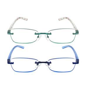 JJWELL 3 Pack Blue Light Blocking Reading Glasses for Women, Anti Eyestrain/ Computer Glare UV 400 Filter Readers with Spring Hinge, Lightweight Rimless Tinted Metal Blue Rays Eyeglasses (3.50)