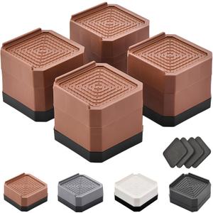 Bed Risers Furniture Risers Heavy-Duty Rectangular Adjustable Block Lift to 3 inches and 4.3 inches Desk, Sofa, Chair Legs, Refrigerator, Washing Machine Support up to 4000 pounds (2 layer(3inches), Square-brown-4 Pack)