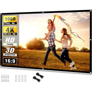 Taotique 84 Inch 4K Projector Screen, 16:9 HD Foldable Portable Double Sided Anti-Crease Projection Screen for Indoor Outdoor Use, Home Theater, Party, Office, Classroom