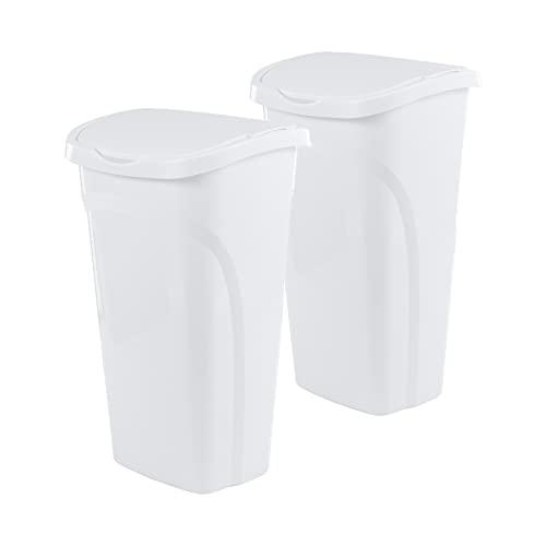 United Solutions 10 Gal. 40 Qt Space-Efficient Kitchen Trash Can with Dual Swing Lid, (Pack of 2)