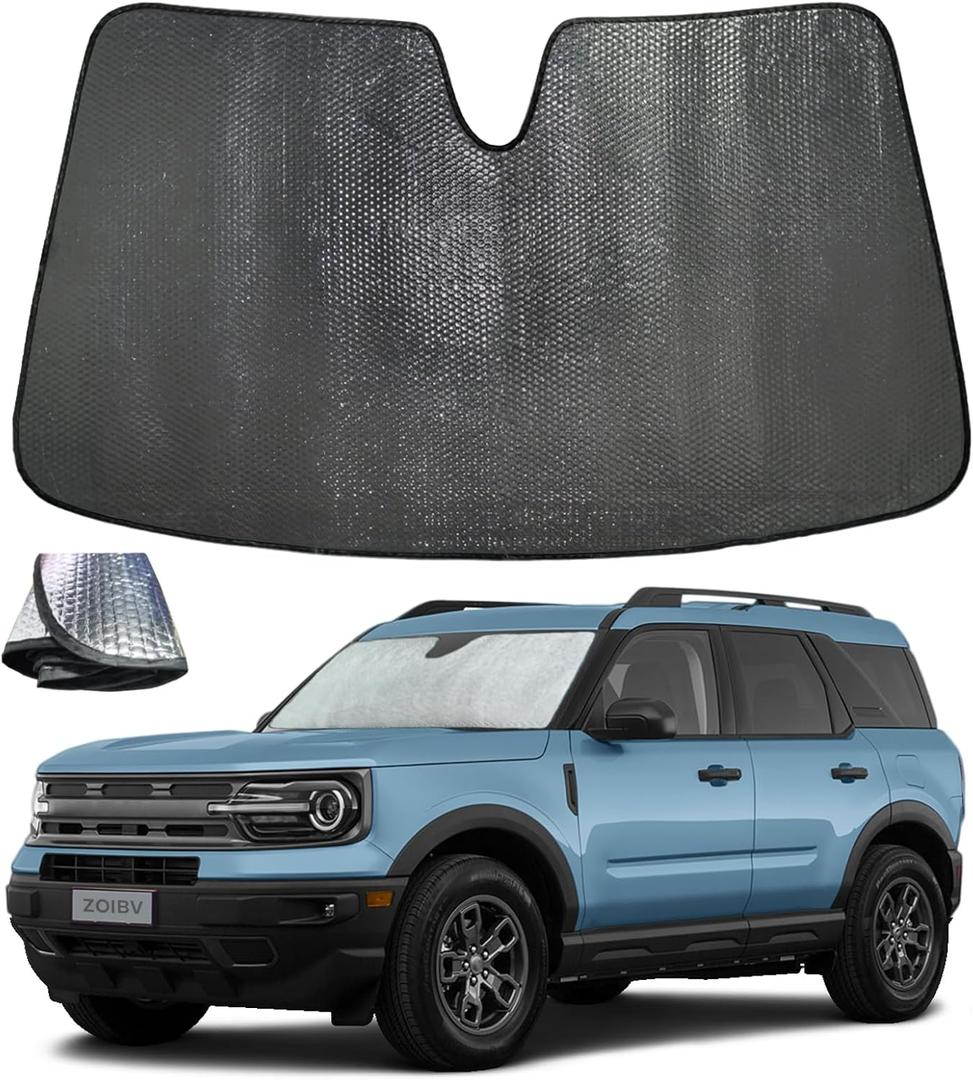 Windshield Sun Shade for Ford Bronco Sport 2021-2025, 5-Layer Bubble Foldable Thicken Front Window Sunshade Sun Visor Protection Accessories - Blocks Heat & UV Rays Keep Car Cooler